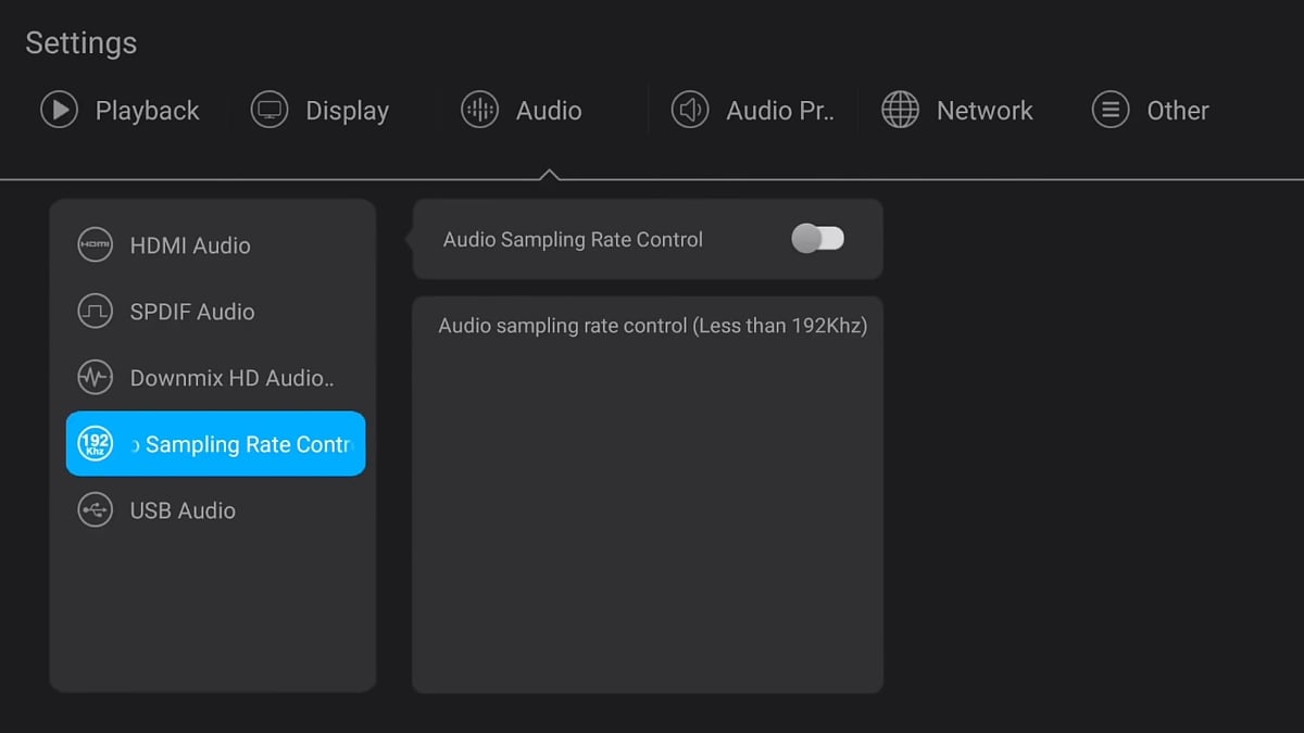 Nastavení audia, DAC čipu a XLR výstupu