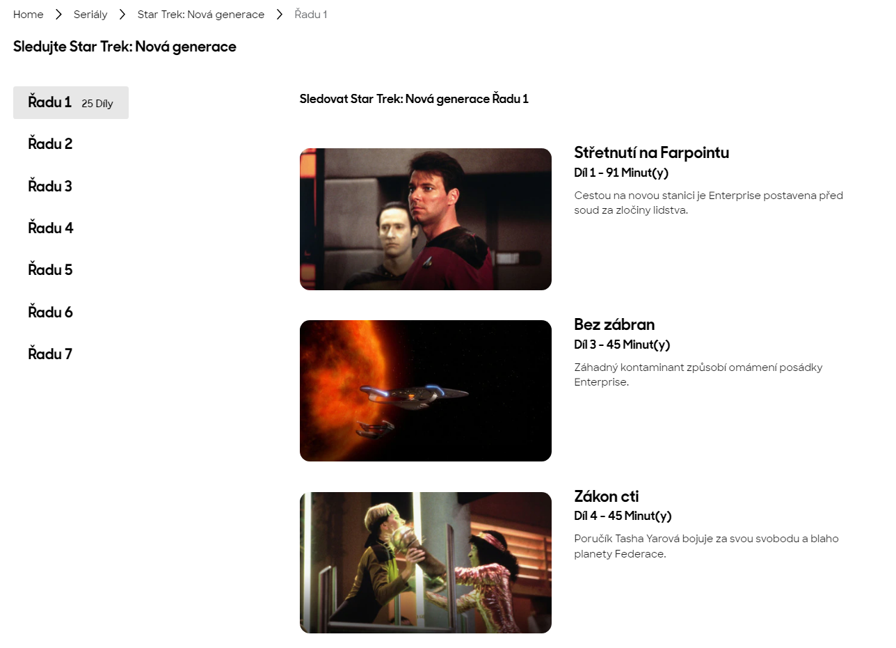Seriál Star Trek: TNG – české prostředí v Google Chrome 108.0