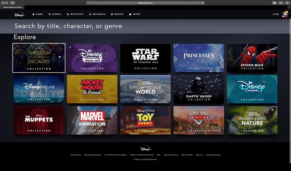 Nabídka po spuštění služby Disney+