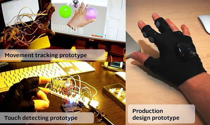 Historické protypy a vpravo prototyp designu.