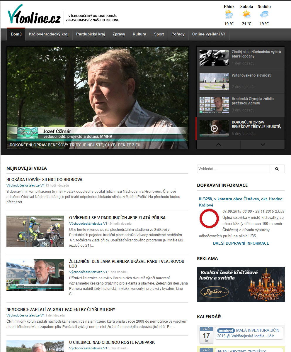 Náhledy zpravodajského portálu V1online.cz