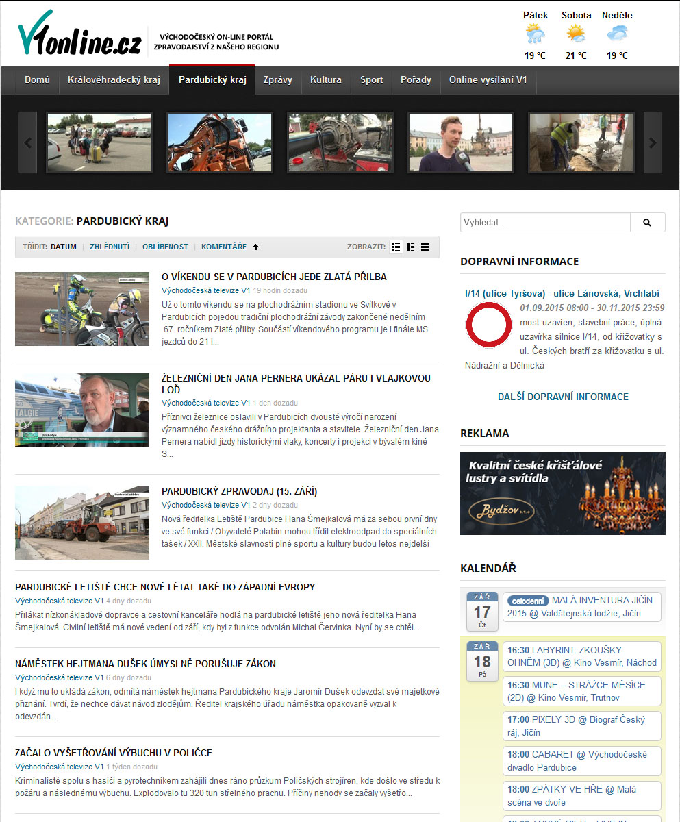 Náhledy zpravodajského portálu V1online.cz