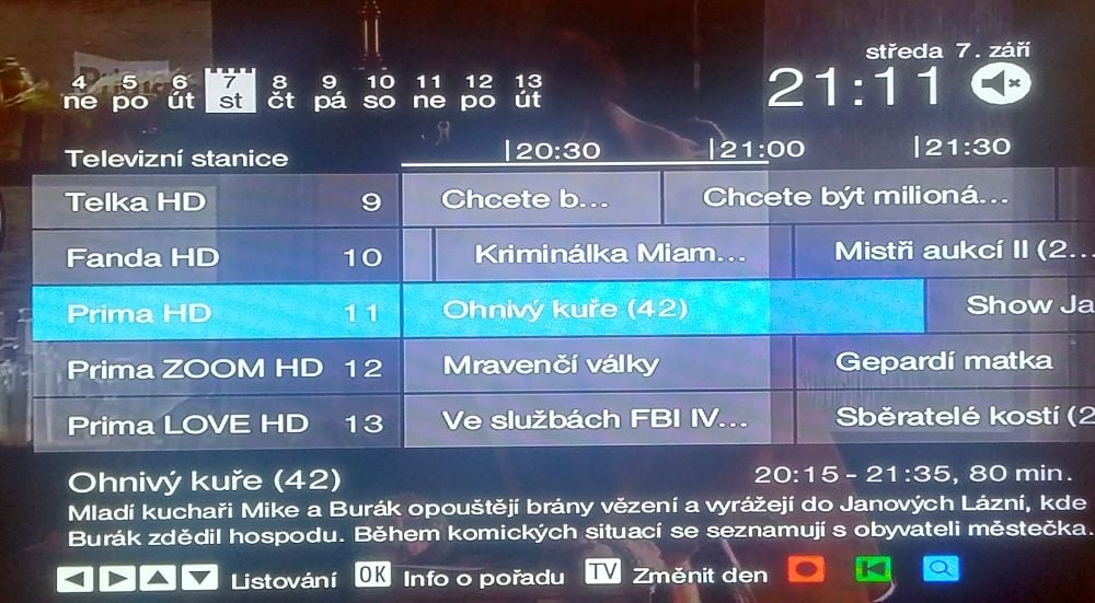 EPG neboli programová nabídka.