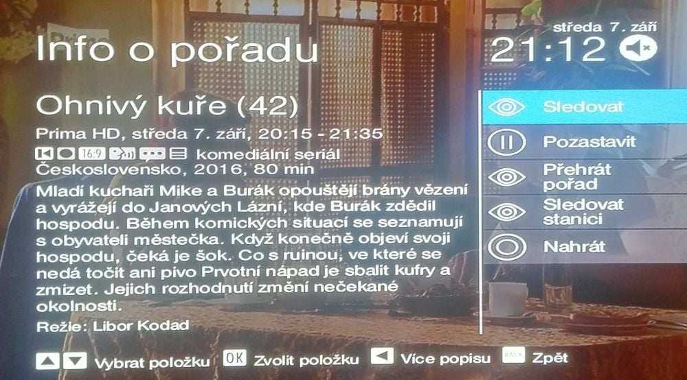 EPG - volby nejen pro Zpětné zhlédnutí.