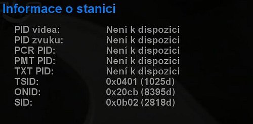 Technické parametry programové pozice Pohoda - Rebel