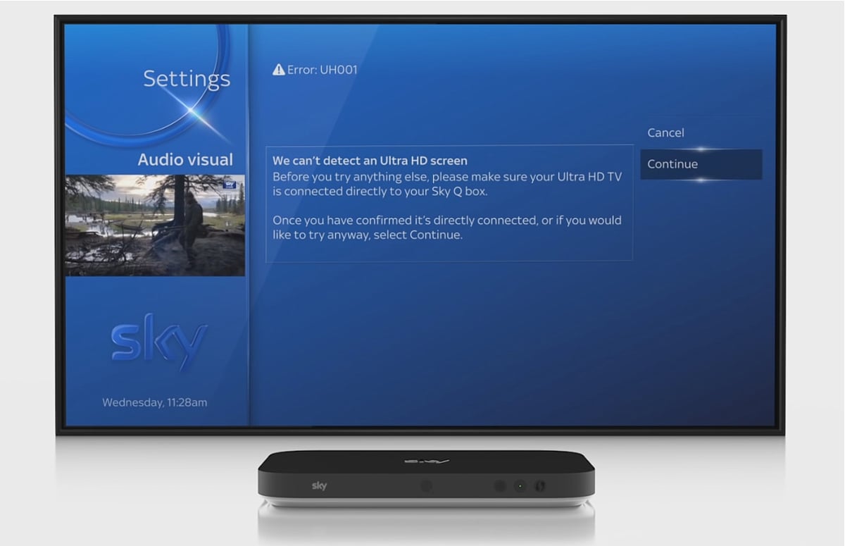 Když se vyskytne chyba detekce UHD