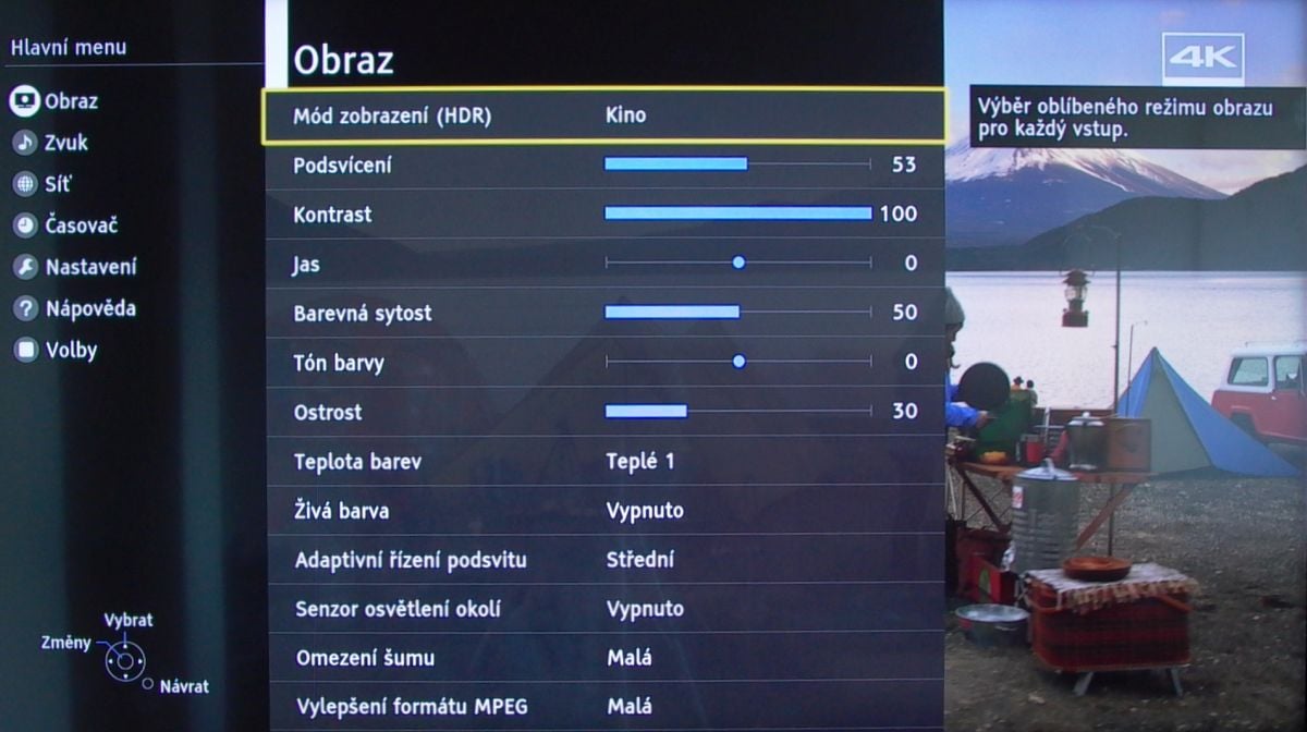 Panasonic TX-55EX613 - nastavení, obraz s HDR