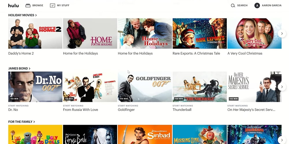 Uživatelské rozhraní Hulu