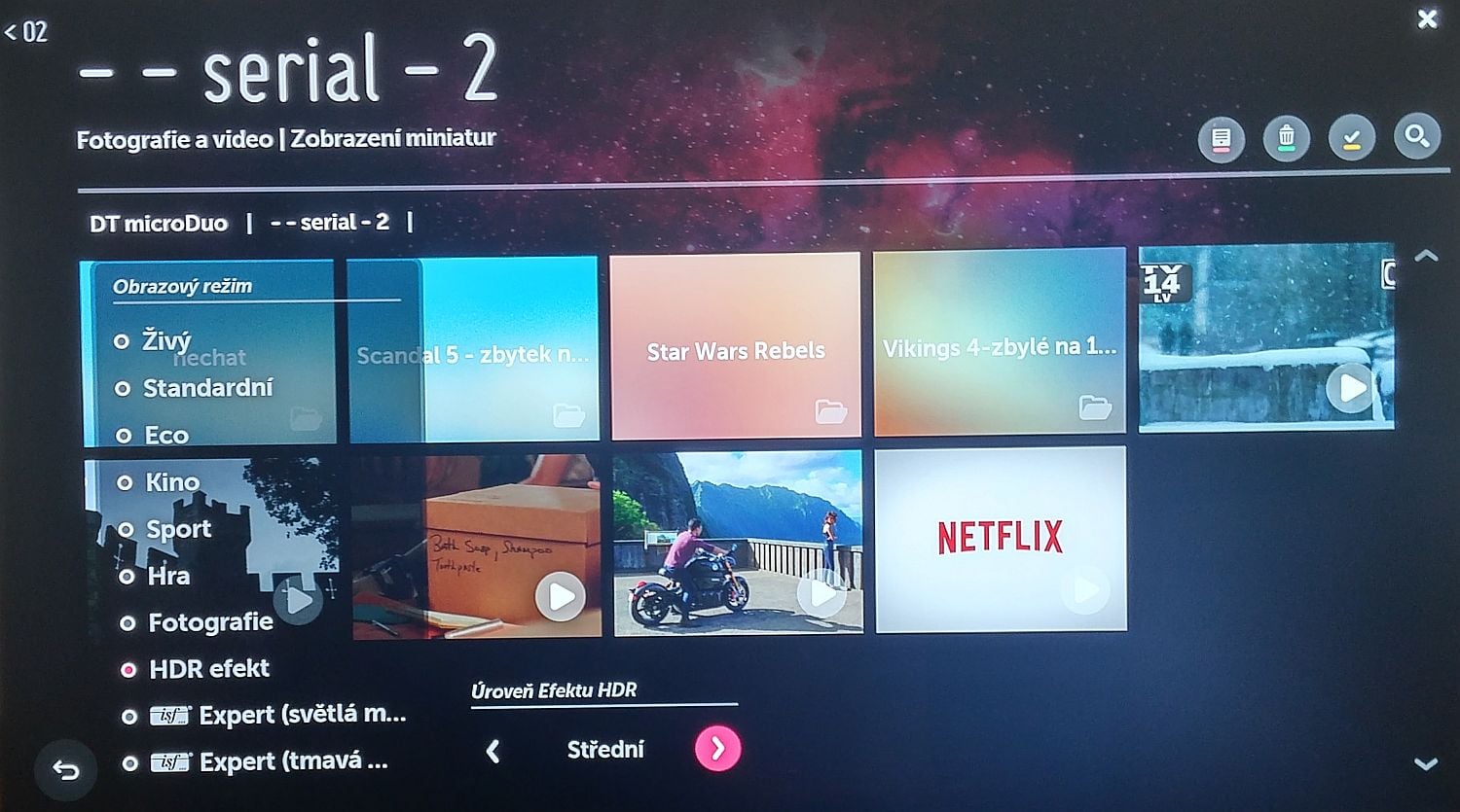 LG Signature OLED - menu nastavení