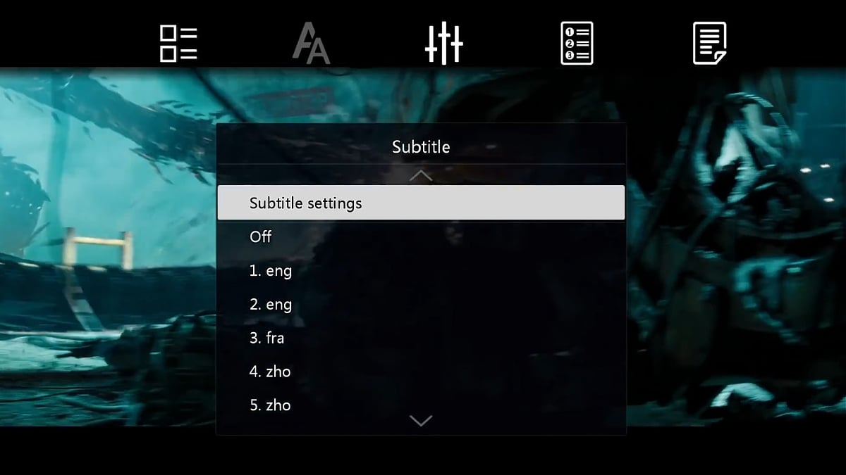 Zidoo X20 Pro - Menu titulků