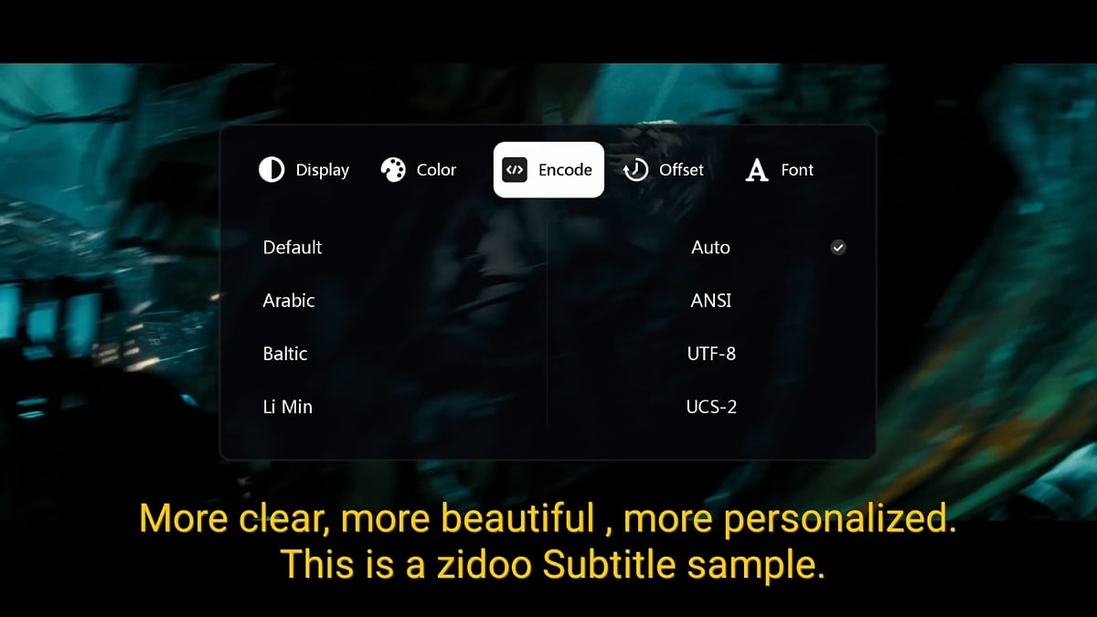 Zidoo X20 Pro - Menu titulků