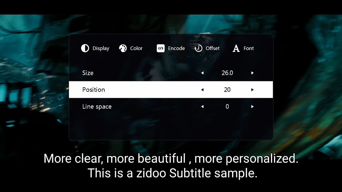 Zidoo X20 Pro - Menu titulků