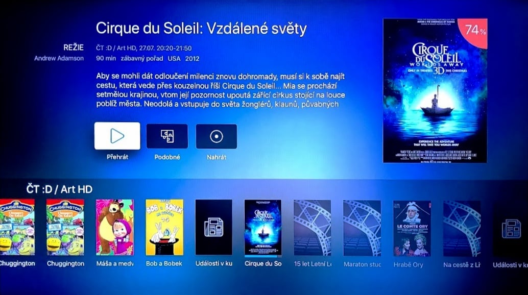 Detail pořadu v Digi TV na Apple TV