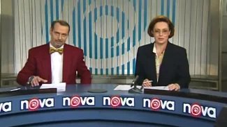Zbyněk Merunka a Stanislava Wanatowiczová-Bartošová v prvním studiu Televizních novin