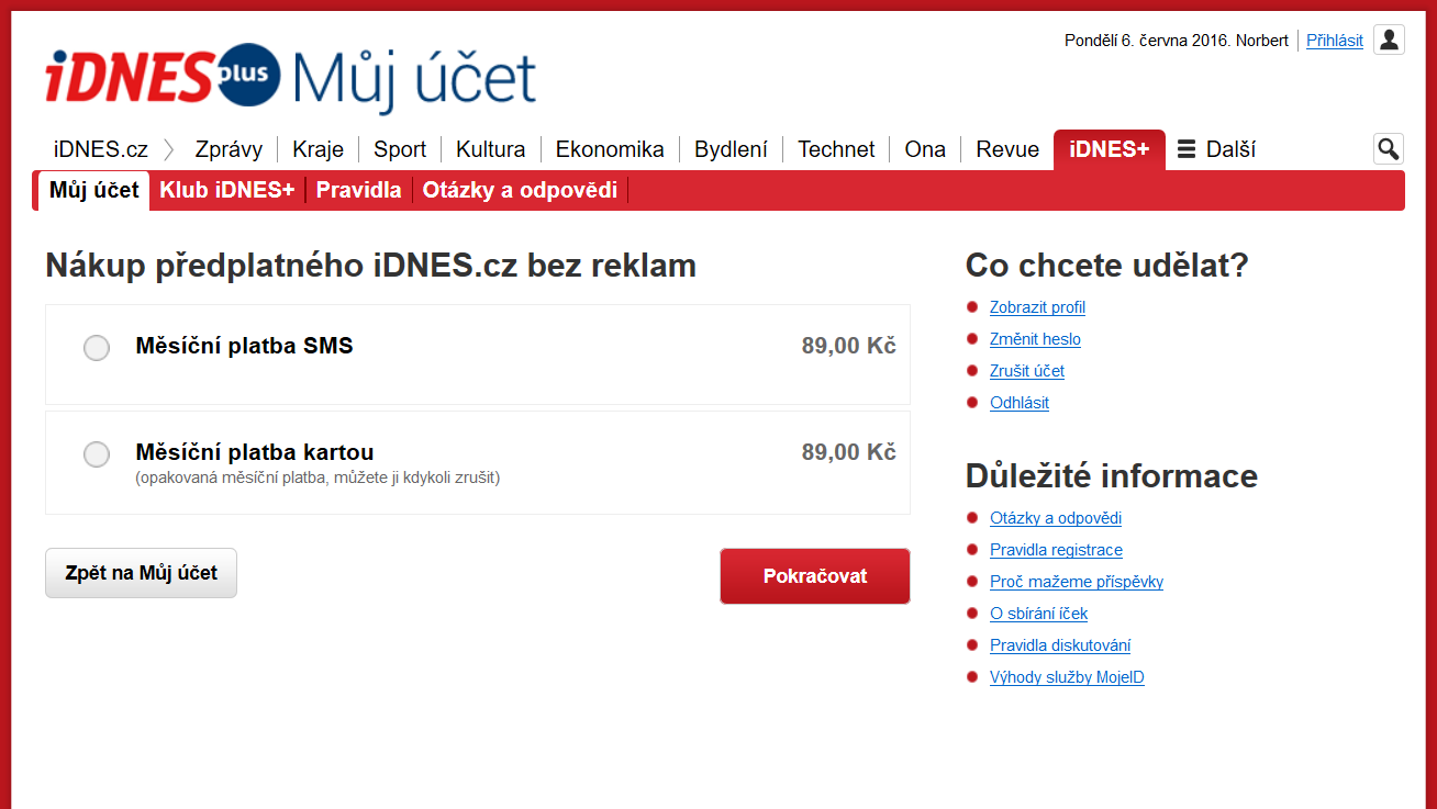 Pro čtenáře, kteří nechtějí reklamy na iDNESu vůbec vidět, zavedla Mafra předplatné. Inzerce se mohou zbavit za 89 Kč měsíčně.
