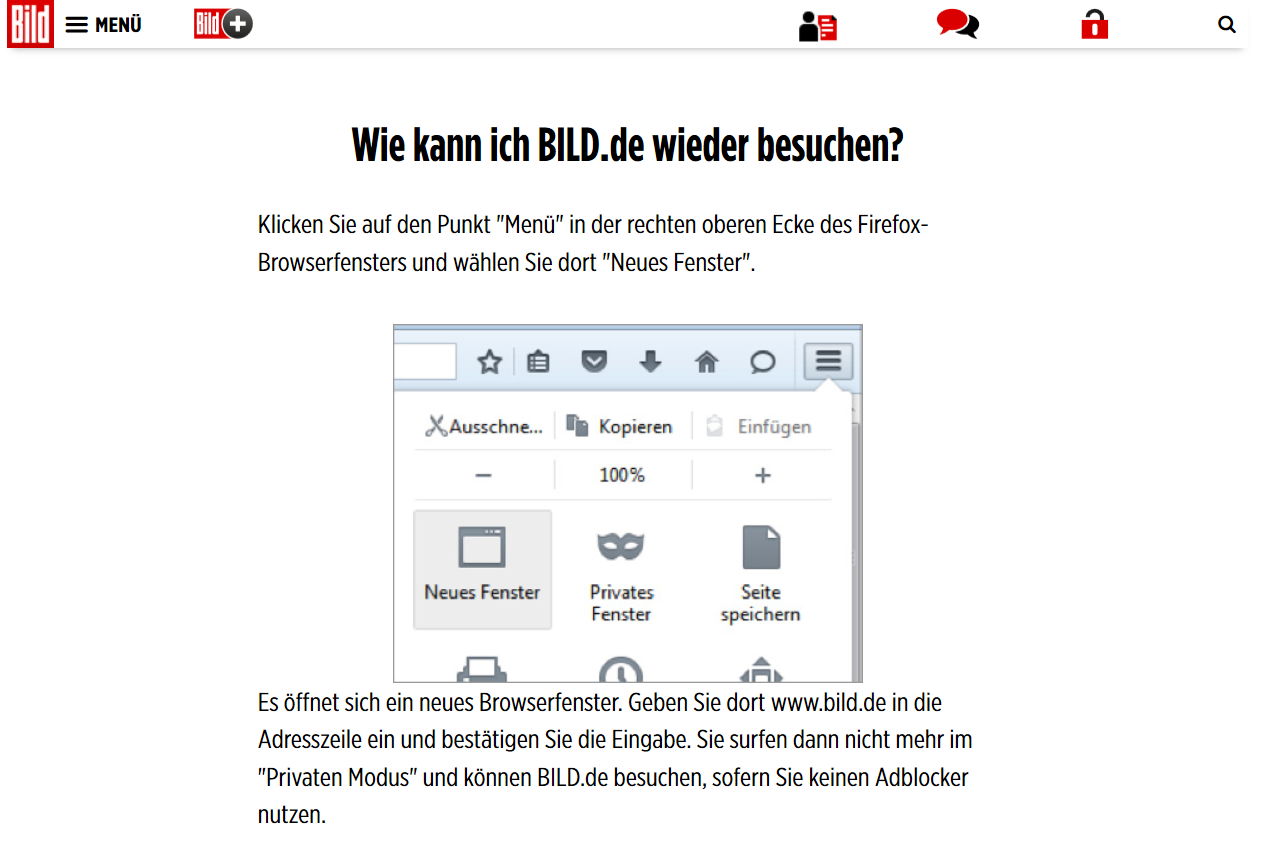 Bild nabízí tradiční návod, jak přidat web na whitelist, aby se na něm reklamy zobrazovaly.