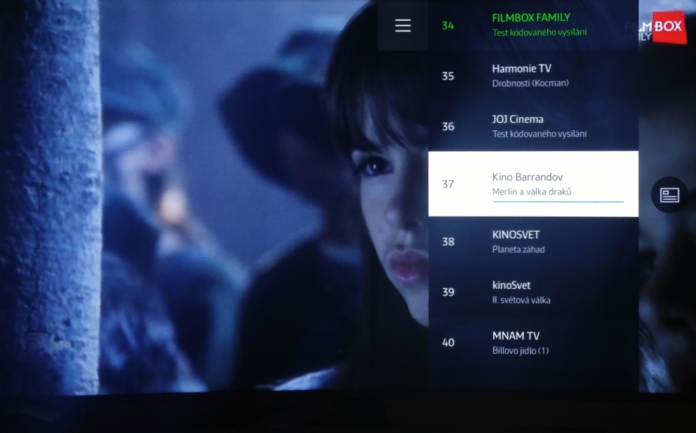 Jelikož jsem na okraji signálu Regionální sítě 4, nebyl obraz vždy ideální. O to ale nešlo. Obě stanice fungovaly, a to je to hlavní (na snímku FilmBox Family).
