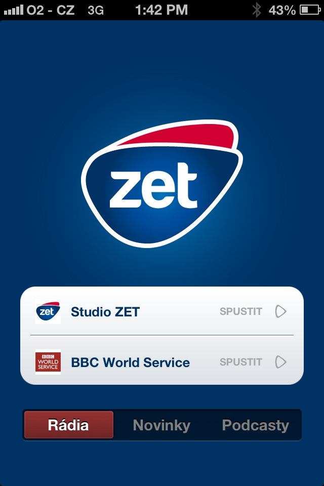 Aplikace Zet pro přijímače s operačním systémem iOS