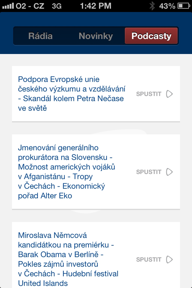 Aplikace Zet pro přijímače s operačním systémem iOS