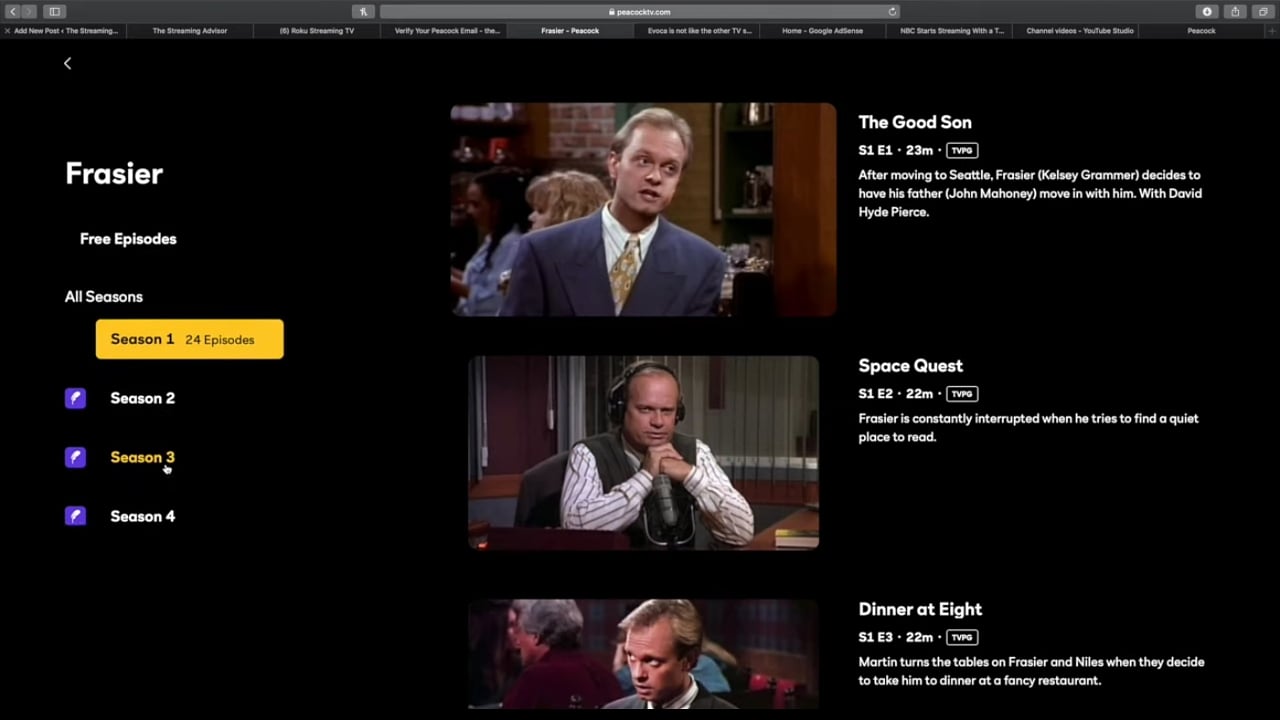 Peacock v prostředí internetového prohlížeče
