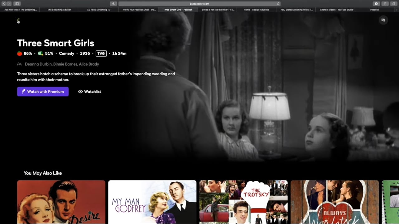 Peacock v prostředí internetového prohlížeče