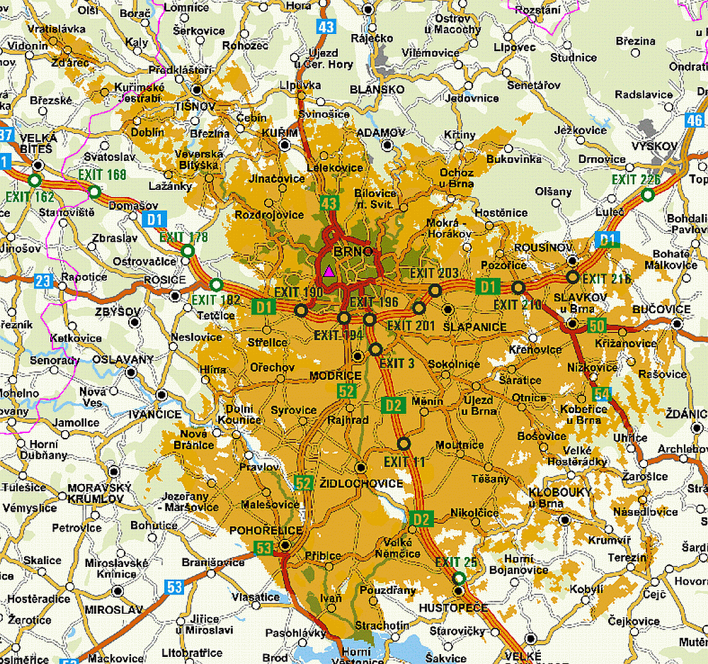 ČRa, vysílač Brno město, Barvičova - multiplexy pokrytí