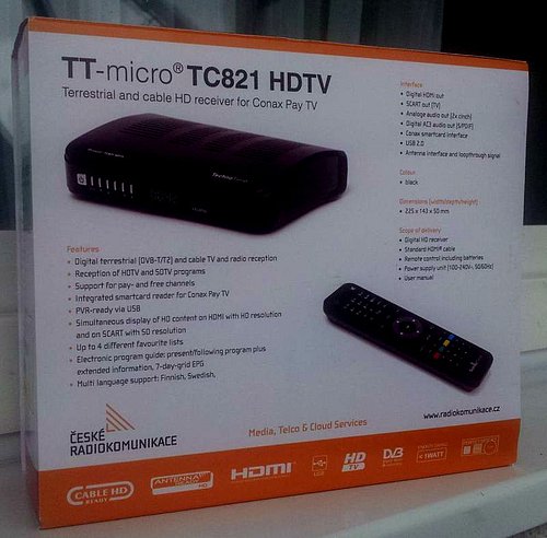 Krabice, ve které dostávají box novináři a odborná veřejnost od Českých Radiokomunikací.