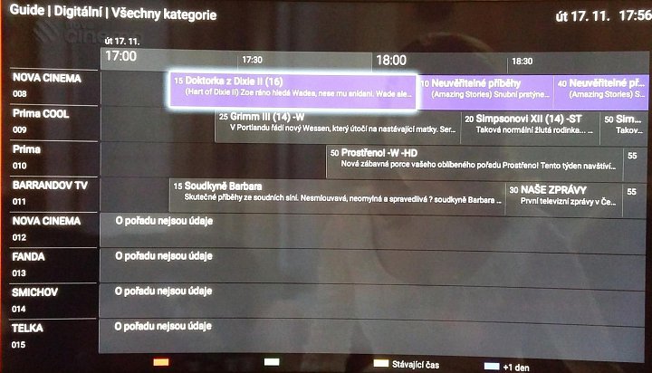 V základním náhledu EPG (viz foto výše) toho moc nevidíte, obraz je skryt na pozadí...