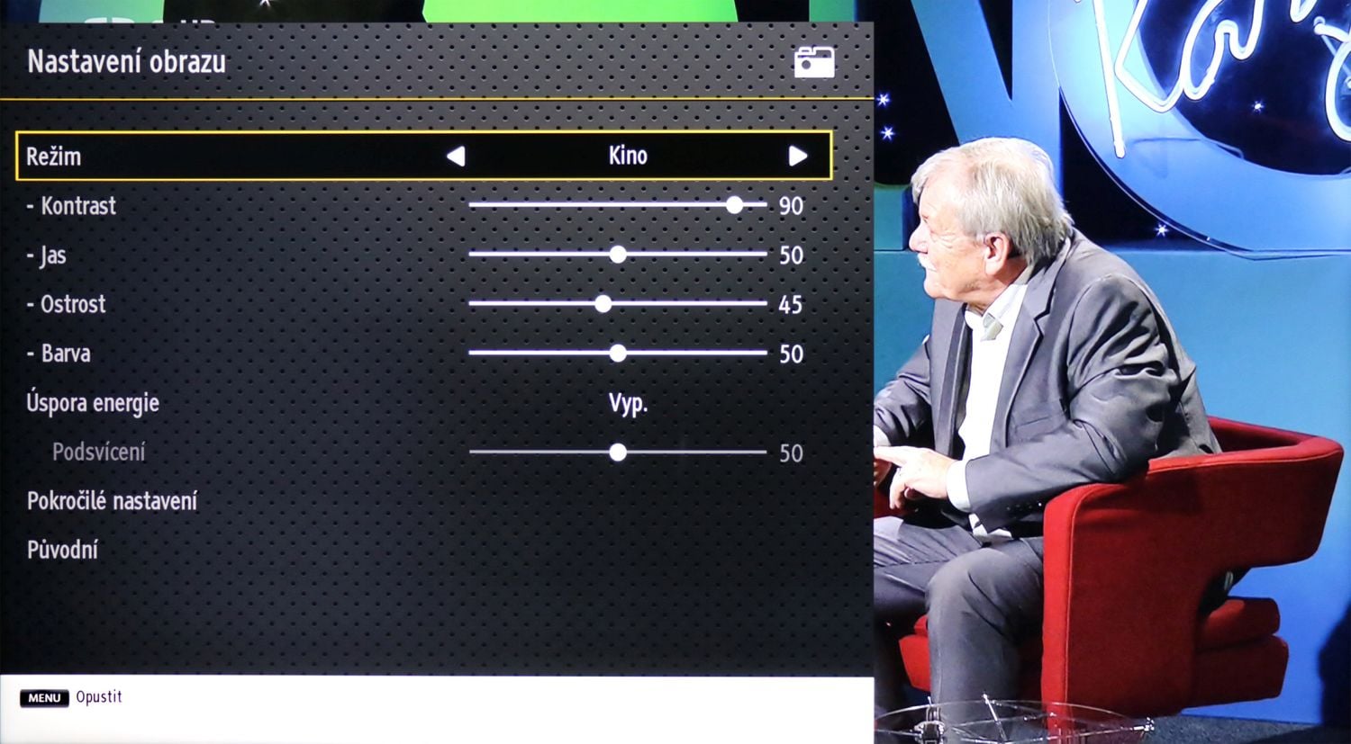 JVC LT55VUA - menu nastavení