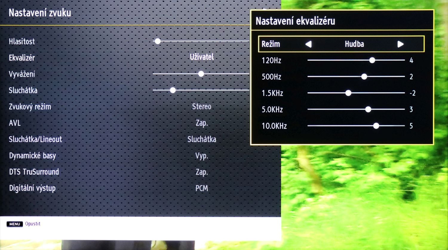 JVC LT55VUA - menu nastavení