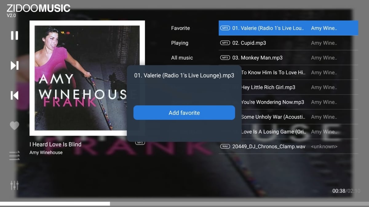 Zidoo Music 2.0 - Aplikace