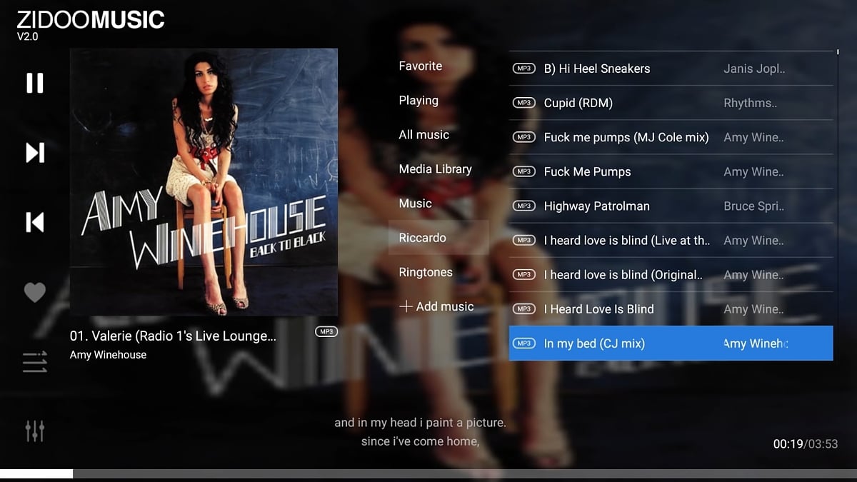 Zidoo Music 2.0 - Aplikace