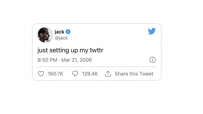 Jack Dorsey první tweet nft
