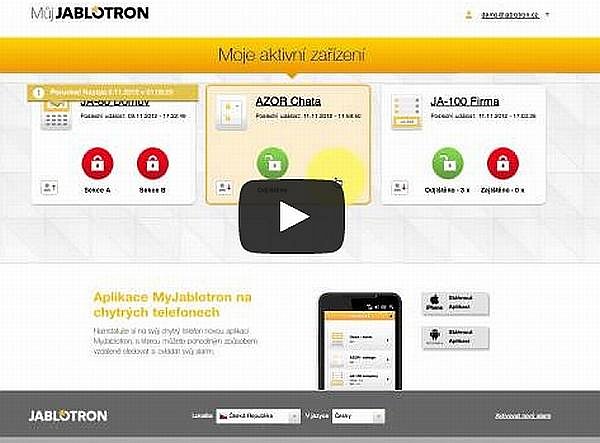 Na stránkách Jablotronu se můžete podívat na několik ukázek z práce „Samoobsluhy“, resp. aplikace MyJablotron. Jak vidíte, zobrazí mj. i všechna vaše aktivní zařízení, resp. všechny aktivní alarmové systémy.