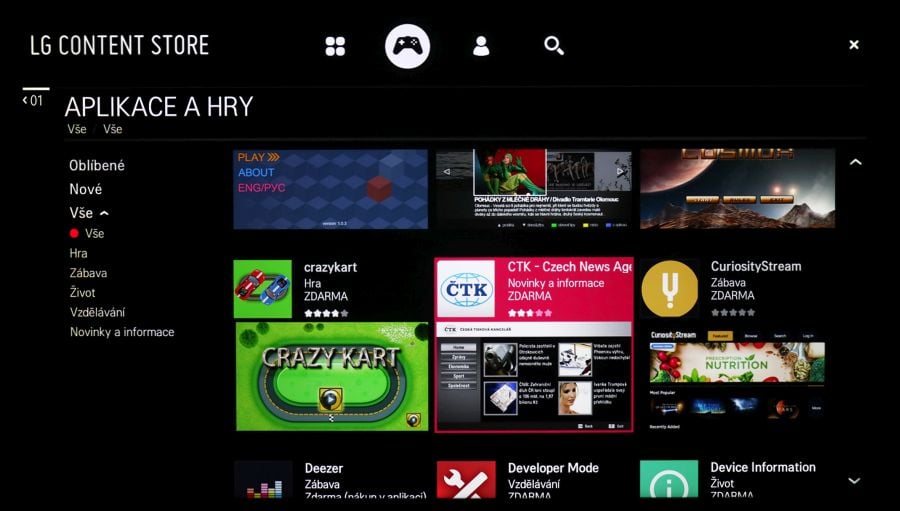 Obchod s aplikace od LG – Content Store.