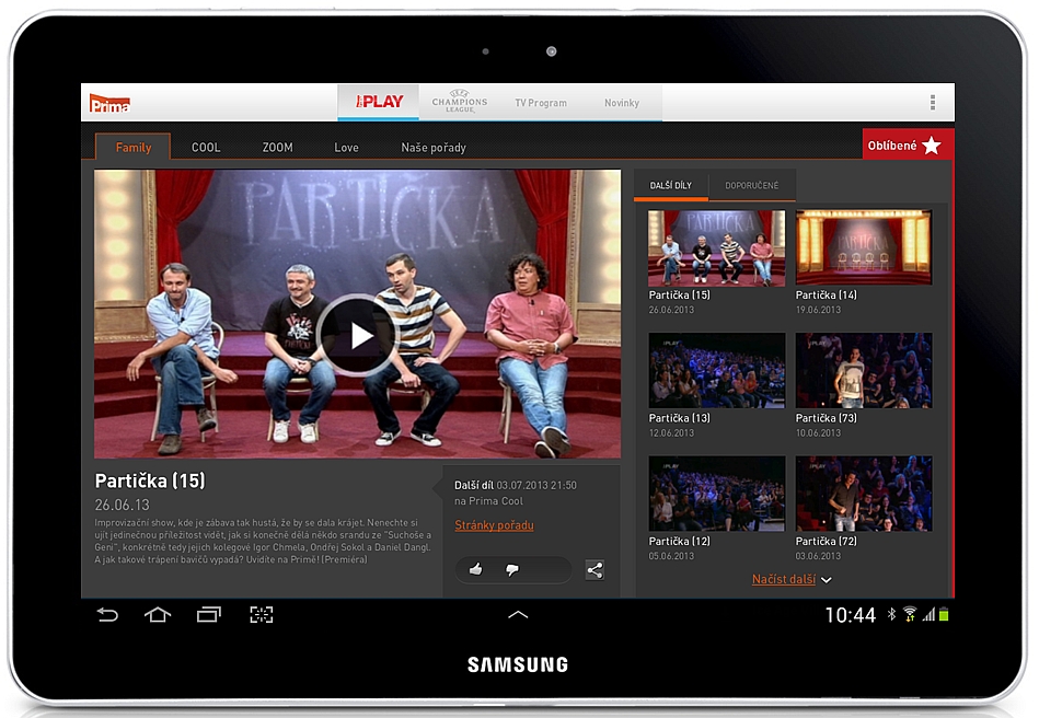 Samsung má aplikaci pro tablety na sledování Primy Play