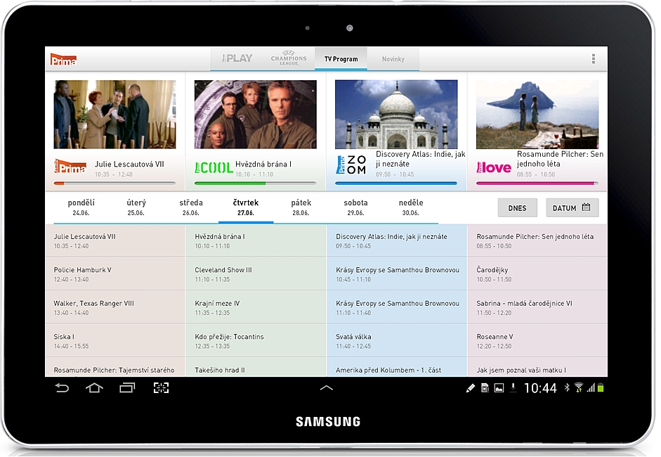 Samsung má aplikaci pro tablety na sledování Primy Play