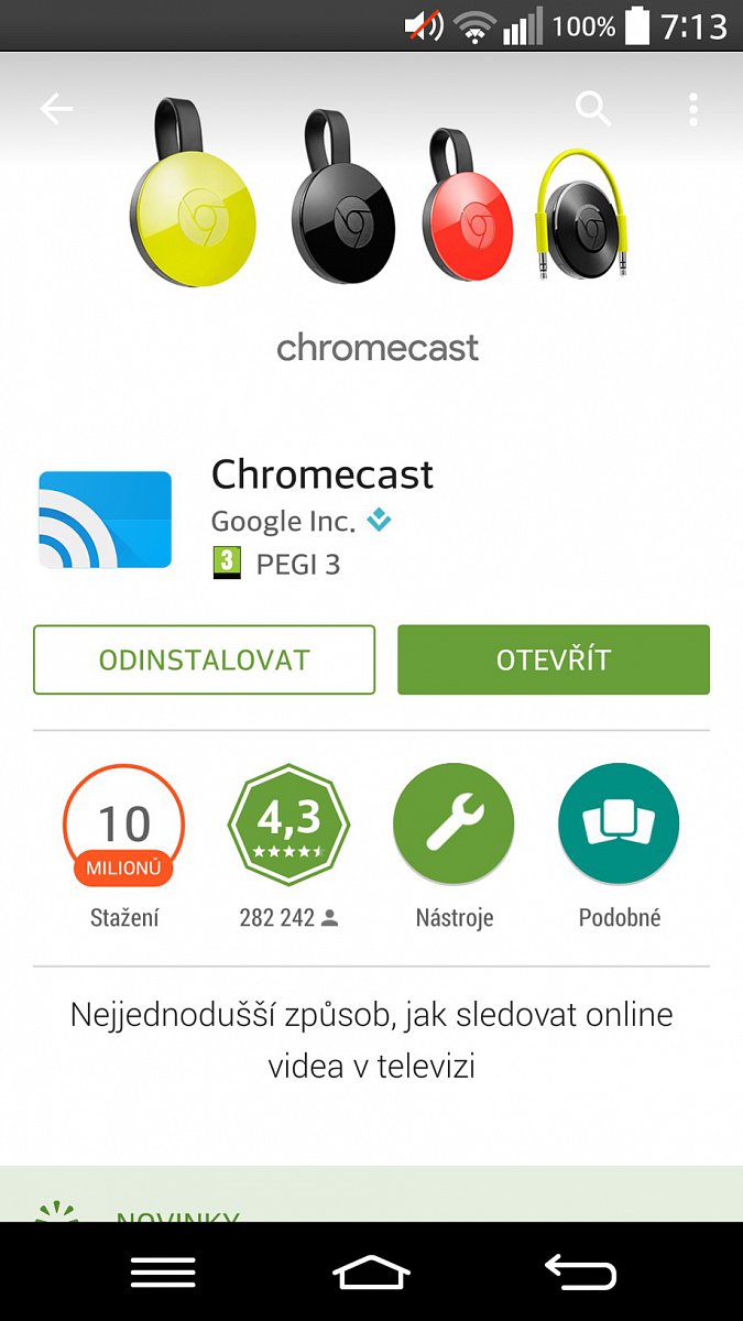 Nová podoba aplikace Chromecast pro Android