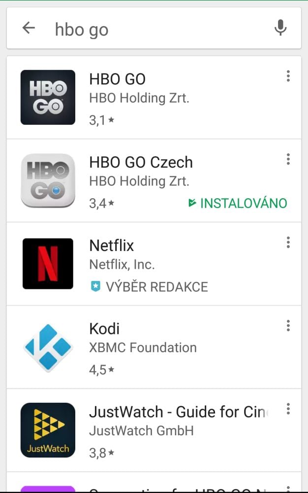 V Google Play jsou momentálně dostupné obě aplikace. Jak vidíte, liší se pouze barvou.