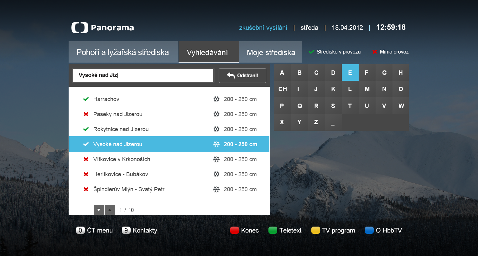 Aplikace Panorama v hybridním vysílání České televize