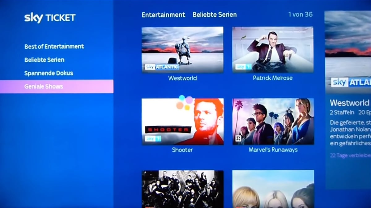 Sky Ticket – prostředí, balíček Entertainment, Sky Kids