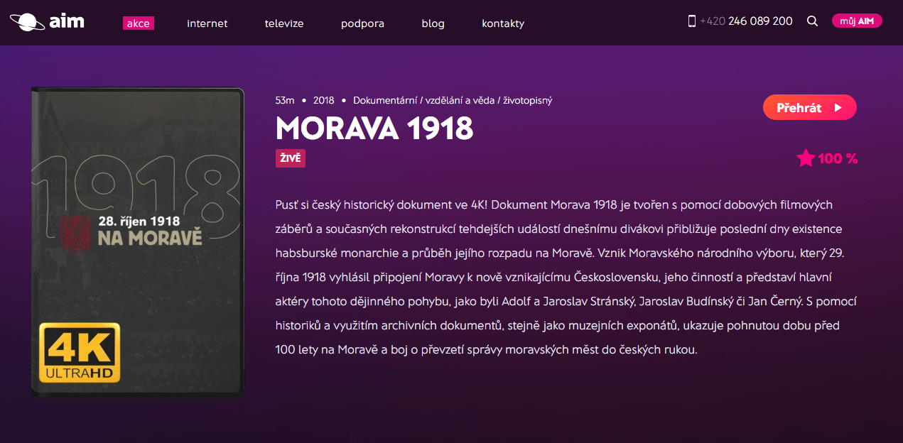Dokumentární film 28. říjen 1918 na Moravě v Ultra HD (4K)