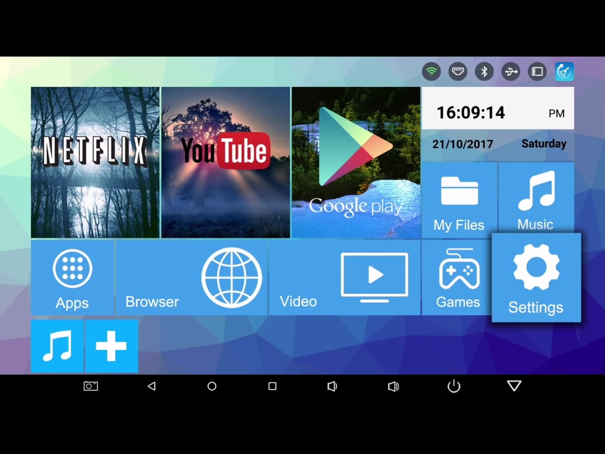 H96 Pro - Start přístroje a hlavní menu (Android Nougat)