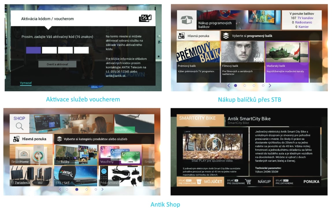 Funkce uživatelského rozhraní Antik TV verze 2.0