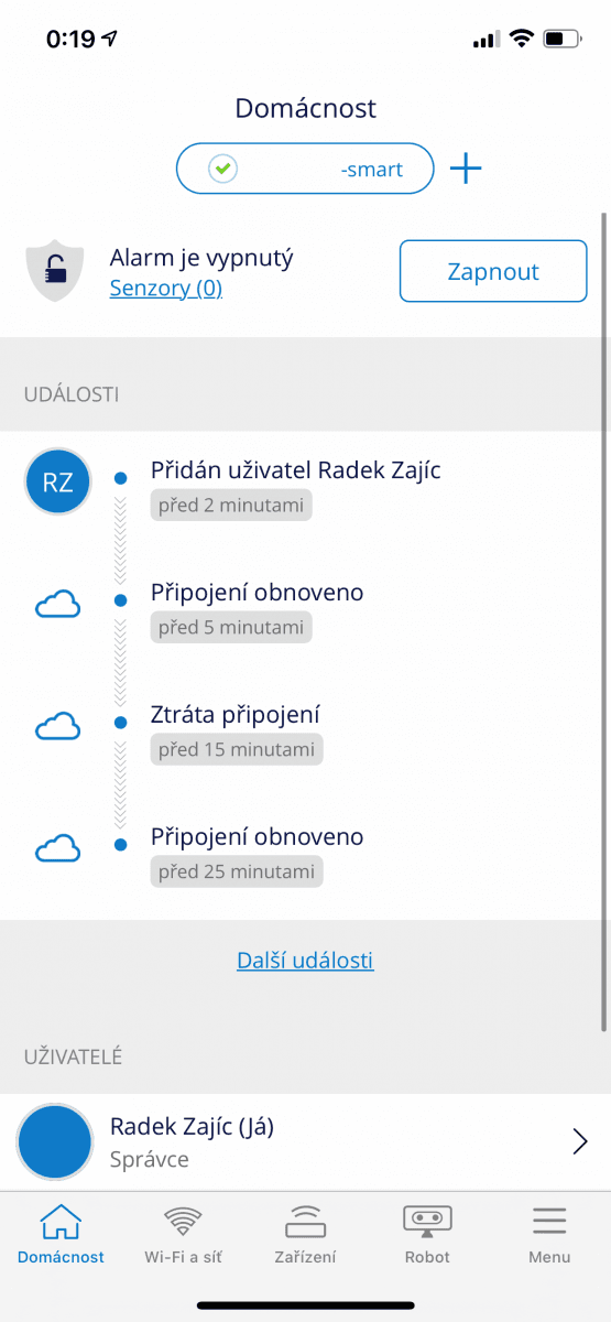 Mobilní aplikace pro ovládání O₂ Smart Boxu
