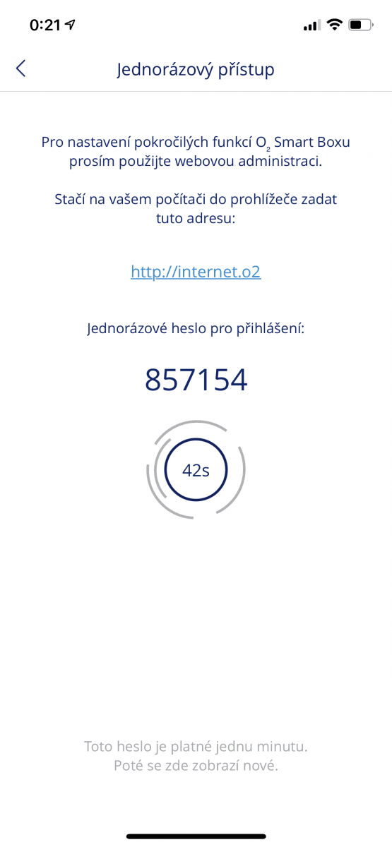 Mobilní aplikace pro ovládání O₂ Smart Boxu