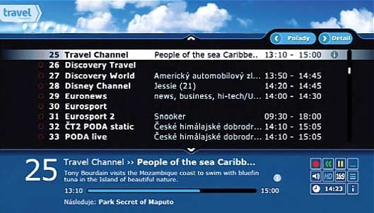 Uživatelské prostředí Poda TV