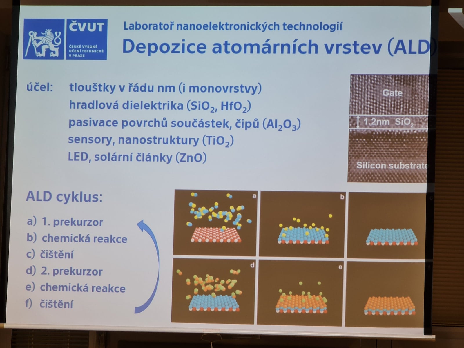 Nanolab, polovodičová laboratoř ČVUT - specifikace