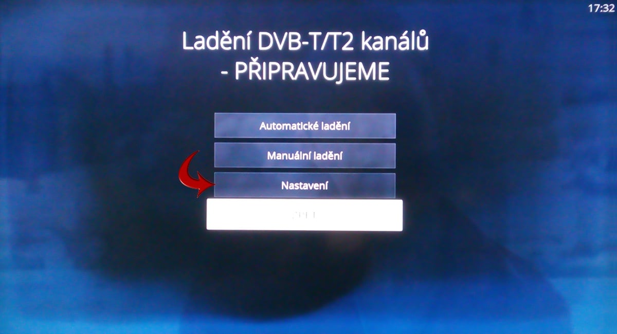 Úvodní menu ladění