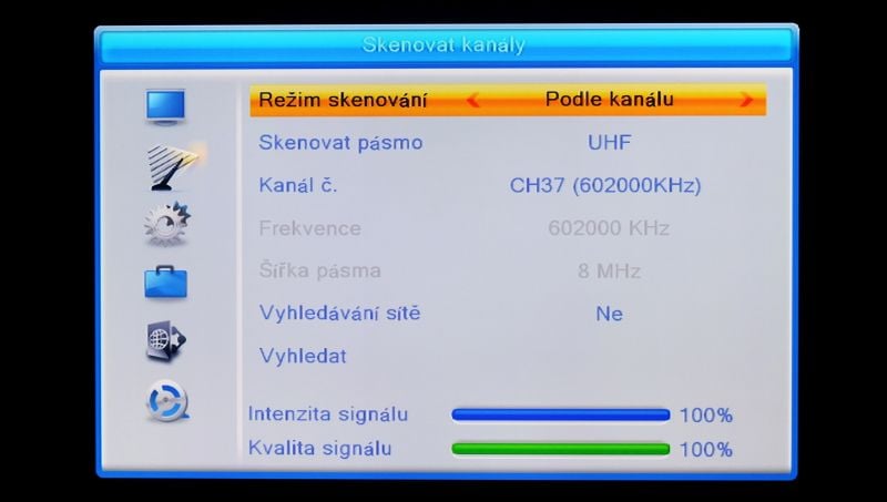 TeleSystem TS6820 T2 HEVC twin - manuální ladění.